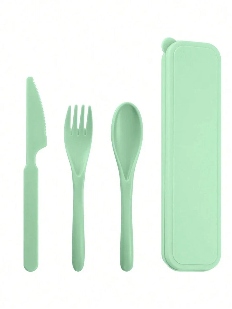 Axyaa Portable Cutlery Set: Plastic Knife, Fork & Spoon - Reusable for School, Outdoor, Camping