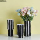 Axyaa Stripe Ceramic Vase Flower Pots Desk Decor Ornaments Craft Floral Vases