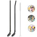 Axyaa Stainless Steel 2-in-1 Straw Spoon Set for Drinks, Cocktails, Coffee & Juice