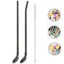 Axyaa Stainless Steel 2-in-1 Straw Spoon Set for Drinks, Cocktails, Coffee & Juice