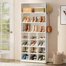 Axyaa Freestanding Shoe Rack: 24 Pair Organizer with Side Hooks & Shelves
