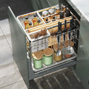 Axyaa Condiments Pull Basket - Aluminum Alloy Cabinet Organizer & Knife Holder