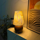 Italian Designer Floral Table Lamp | Nordic Style | Wood Texture Ceramic Base | Bedroom Night Light