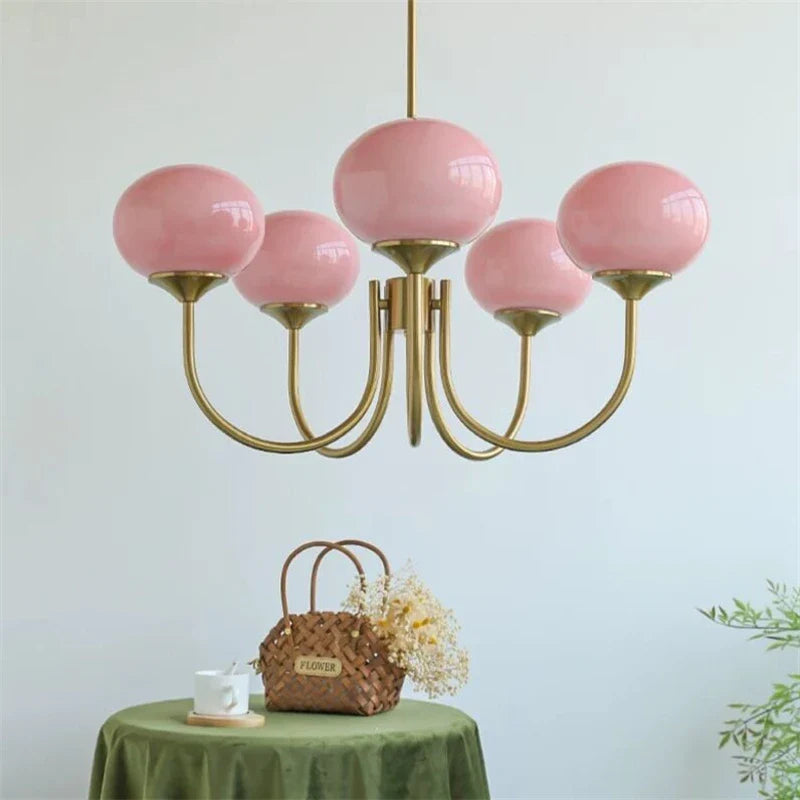 Axyaa Pink White Glass Ball Pendant Chandelier - Modern Stylish Lighting Fixtures