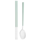 Axyaa Pink Silver Western Stainless Steel Cutlery Set with Spoon, Chopsticks, Flatware