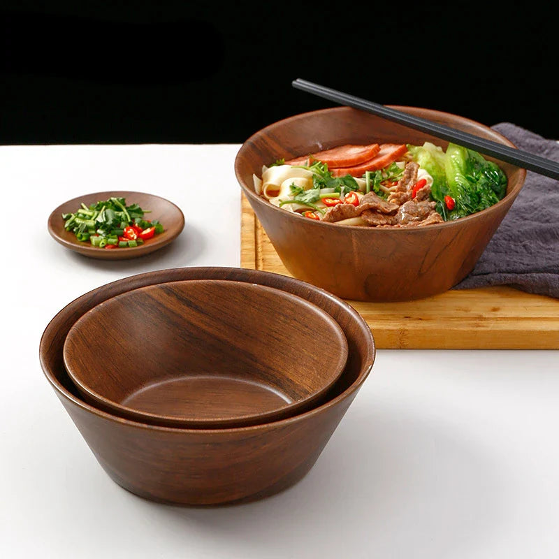 Axyaa Wood Grain Soup Bowl: Japanese Style, Large Capacity Rice Bowl