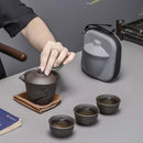 Axyaa Ceramic Tea Set: Portable One Pot Three Cups Set for Outdoor Tea Brewing