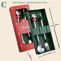 Axyaa Gold Stainless Steel Christmas Cutlery Set with Metal Elk Hat Tree Design