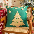 Axyaa Christmas Tree Velvet Embroidered Pillowcase in Red and Green