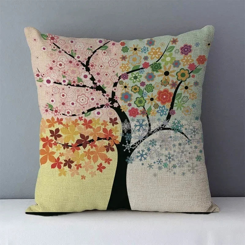 Axyaa Trees Printed Cozy Cushion for Living Room - Home Decor Pillowcase 45x45cm