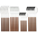 Axyaa 30Pcs Stainless Steel Cutlery Set with Imitation Wood Handle