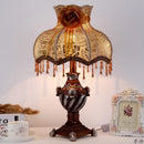 Axya Nordic Brown LED Table Lamp with Fabric Shade for Modern Home Decor