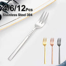 Axyaa Stainless Steel Coffee Tea Fruit Fork Set, 6/12Pcs Gold Sliverware Cake Ice Cream