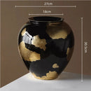Axyaa Gold Foil Ceramic Vase for Flower Arrangements & Home Decor