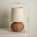 Rattan Desk Lamp Japanese Style LED Table Lamp for Bedroom Living Room by Axyaa