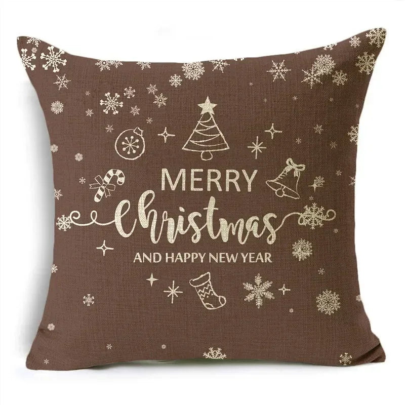 Axyaa Christmas Linen Cushion Cover Merry Gifts 18*18in