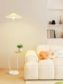 Axyaa Cream Floor Lamp with Shelf - Minimalist Design for Living Room & Bedroom