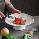Axyaa High Footed Dessert Plate - Ceramic Molecular Cuisine Kitchen Tableware