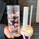 Axyaa Flower Tea Tritan Water Bottle with Tea Strainer, Straw - 750ml