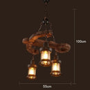 Axyaa Industrial Glass & Wood Chandelier - Retro Style for Restaurants, Bars & Coffee Shops