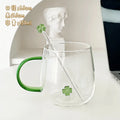 Axyaa 450ml Heat Resistant Glass Coffee Mug with Stirring Stick