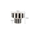 Axyaa Striped Wide Mouth Ceramic Vase - Modern Living Room Table Decoration