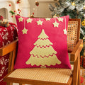 Axyaa Christmas Tree Velvet Embroidered Pillowcase in Red and Green