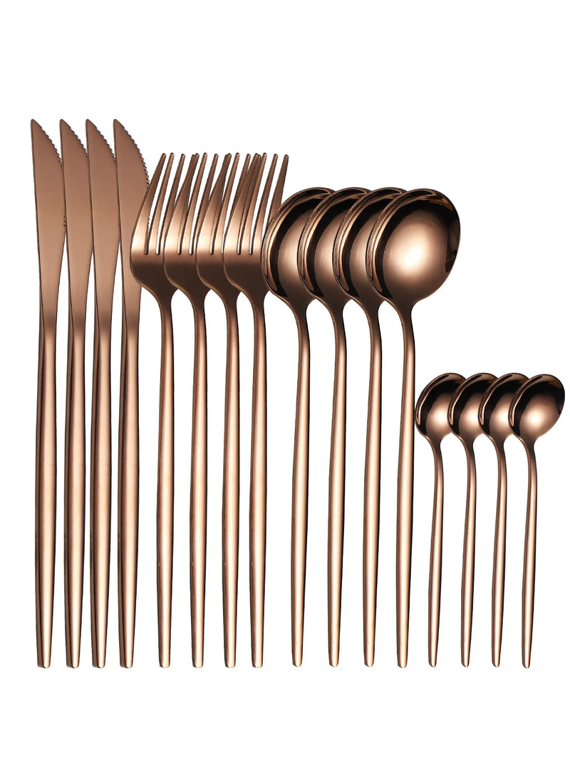 Axyaa 16-Piece Gold Cutlery Set Stainless Steel Tableware Kit