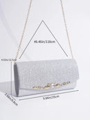 Axyaa Rhinestone Evening Bag with Crossbody Chain - Women's Handbag