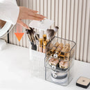 Axyaa Auto Lift Makeup Organizer: Dustproof Cosmetic Storage for Brushes, Lipsticks, Eyeshadow