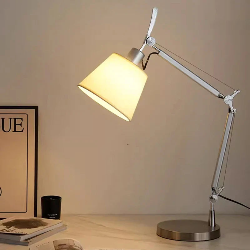 Silver Metal Axyaa Table Lamp: Elegant E27 Bulb Desk Light for Bedroom, Foyer, Study