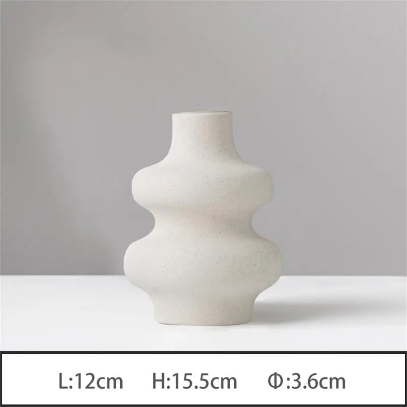 Axyaa Beige Ceramic Vase: Home Decor Flower Arrangement for Garden, Living Room, Office