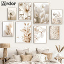 Axyaa Beige Dandelion Bunny Tail Grass Canvas Art Print Nordic Flower Poster