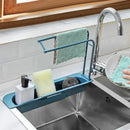 Axyaa Kitchen Sink Shelf: Telescopic, Plastic Drain Rack, Soap Sponge Holder, Tool Organizer