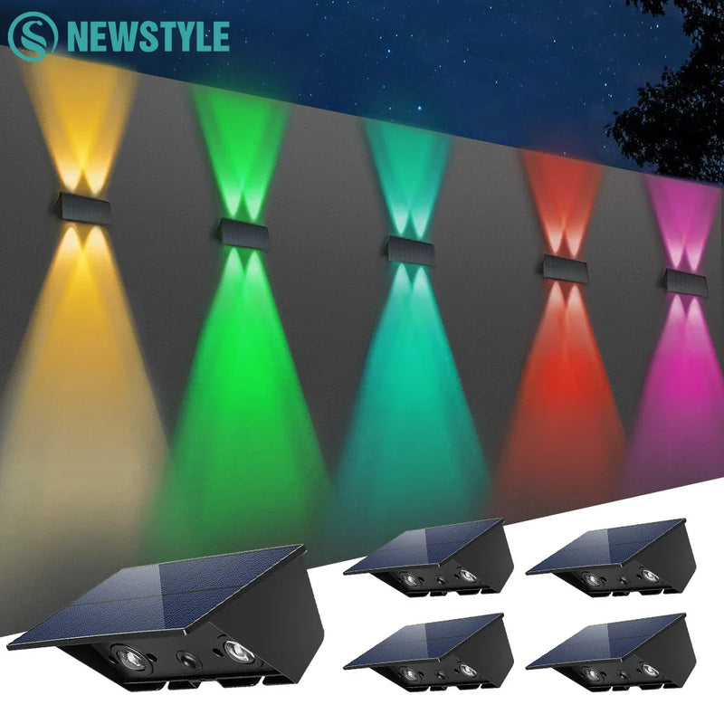 Axyaa Solar Fence Lights: Up Down RGB Luminous Outdoor Garden Wall Lamps