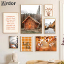 Nordic Deer Landscape Canvas Poster for Living Room Decor by Axyaa