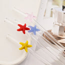 Axyaa Starfish Glass Straw Set: Eco-Friendly Bar Accessories with Cleaning Brush
