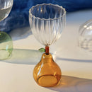 Axyaa Nordic Ripple Glass Goblet, 240ml, Fruit Green Apple Yellow Amber Pear Base