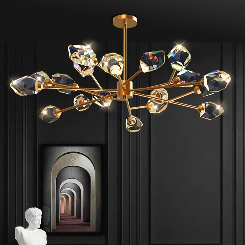 Axxya Crystal Chandelier: Luxury Living Room & Bedroom Pendant Light