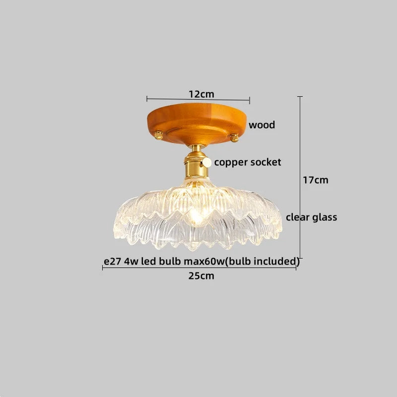 Axyaa Copper Wood LED Ceiling Lamp Modern Indoor Lighting Fixtures