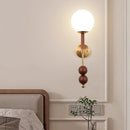 Axyaa Modern Golden Wood Glass Wall Sconce with Double G4 Bulbs