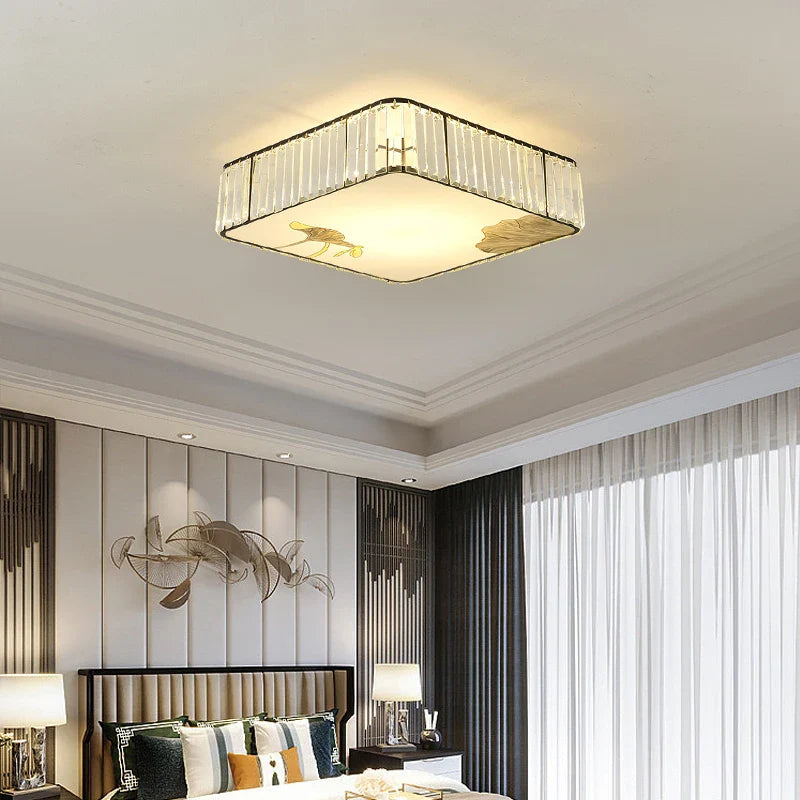 Axyaa Crystal Chinese Ceiling Light for Modern Living Room and Bedroom