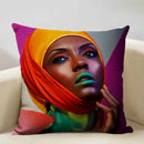 Axyaa African Lady Sofa Pillow Cover: Stylish Decor for Bedroom, Hotel, Cafe