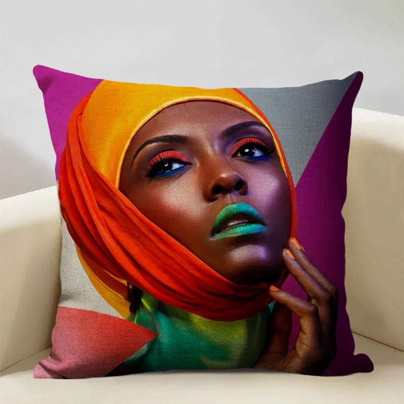 Axyaa African Lady Sofa Pillow Cover: Stylish Decor for Bedroom, Hotel, Cafe