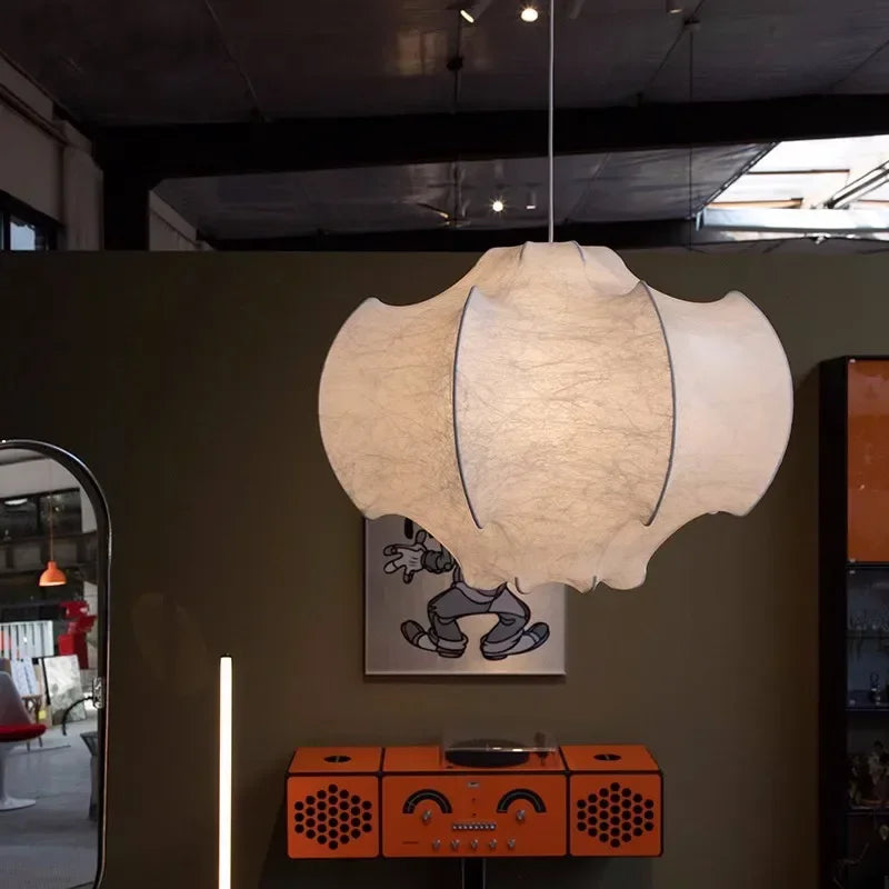 Axyaa Silk Ceiling Lamp: Japanese Wabi Sabi Chandelier for Loft Living Room & Bedroom