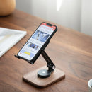 Axyaa Walnut Wood Mobile Stand for iPad Tablet, Adjustable Lifting and Rotating Bracket