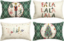 Christmas Green Linen Pillowcase by Axyaa - Festive Holiday Cushion Cover