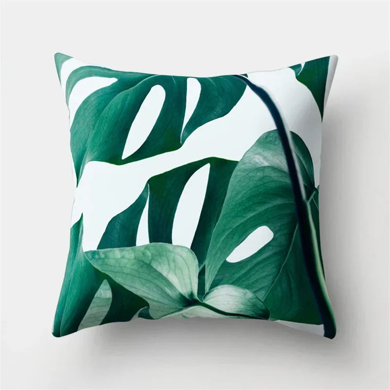 Axyaa Tropical Plant Green Leaves Cactus Pillowcase Living Room Sofa Cushion Cover