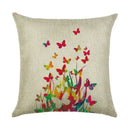 Axyaa Linen Butterfly Flower Sofa Cushion Cover 45*45 - Home Decor Printed Pillow Case