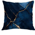 Axyaa Dark Blue & Gold Marbled Pattern Pillow Covers for Sofa, Bedroom, Car
